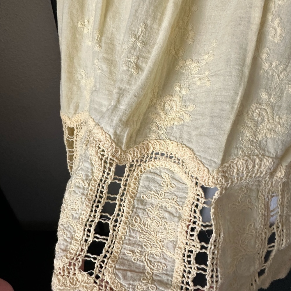 Max Studio yellow lace off shoulder boho romantic cottagecore cotton blouse top - Picture 3 of 5